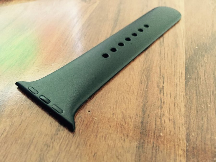 A black Apple Watch Sport strap (which was green 20 minutes ago)